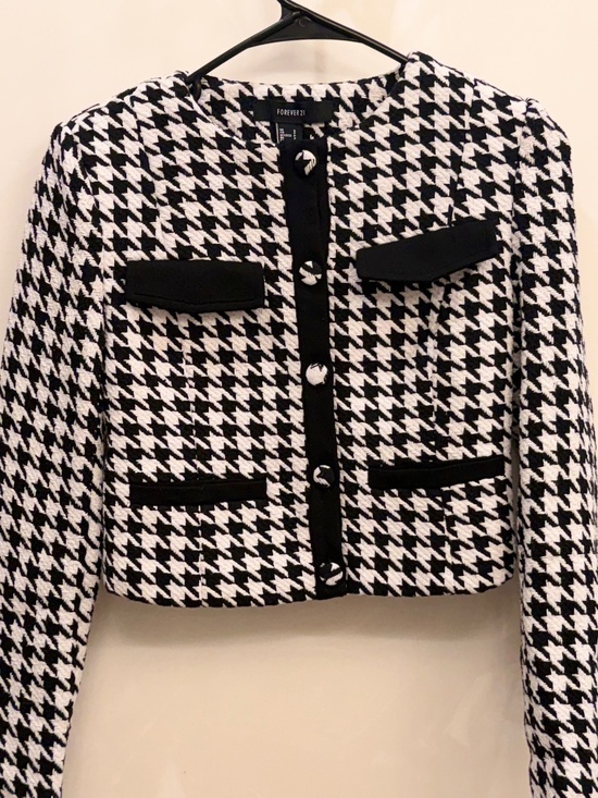 Forever 21 Black/White Tweed Houndstooth Blazer - Picture 3 of 5
